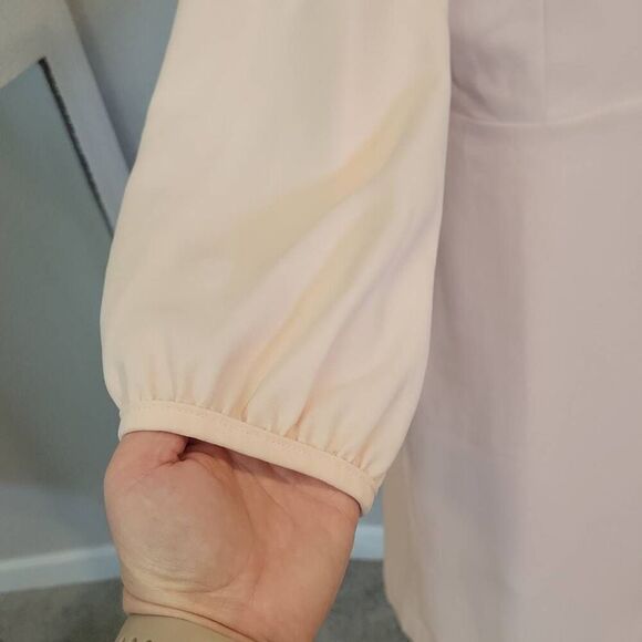 J. Crew Wrap Dress Crepe Cream Pink Tie Waist Long Sleeves Size 10T - Picture 5 of 13